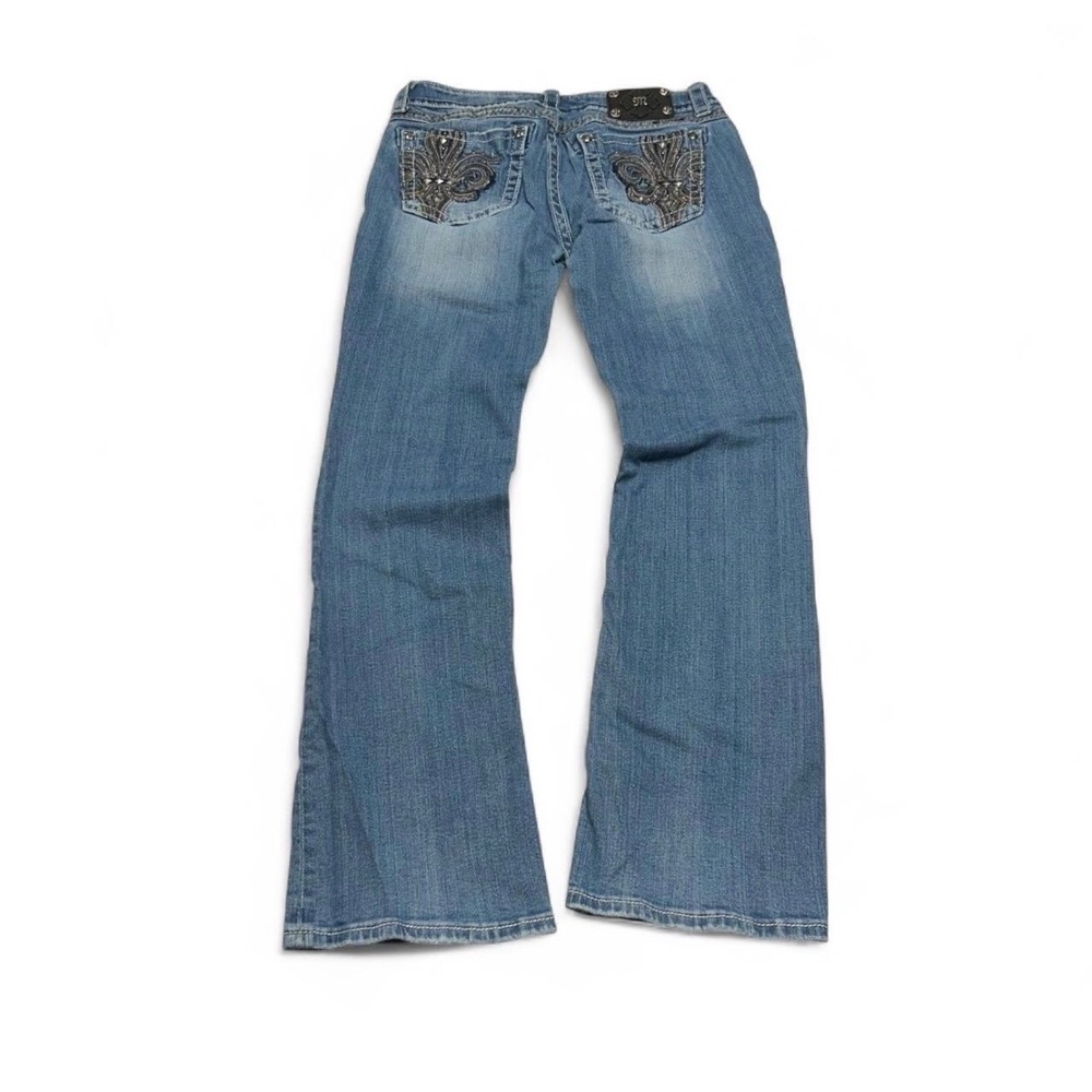 Miss Me Bootcut Jeans Size 30 Fleur De Lis Studded Medium Wash JP5182B10 Blue - Picture 1 of 10